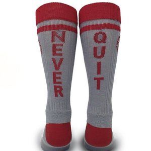 " Never Quit " Inspirational Athletic Lifestyle Crew Sock - Medium Size